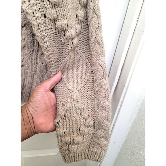 Dear John Sasha Women's Oatmeal Cable Knit Button Cardigan Sweater Size S - Picture 6 of 14